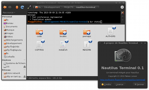 Nautilus Terminal in action