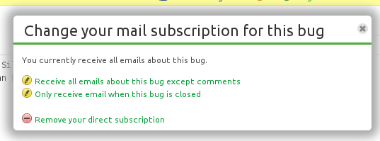 Edit a bug subscription