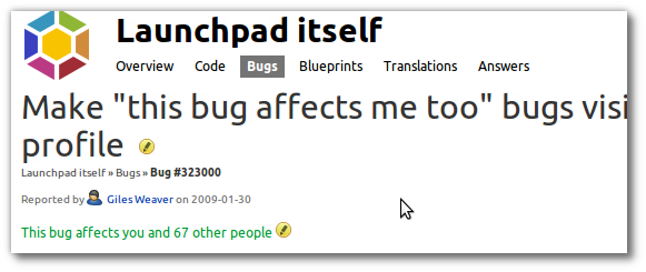 screenshot of "This bug affects me" control